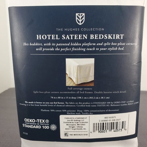 Fieldcrest Hotel Sateen Bedskirt King 15" Drop - Picture 4 of 5